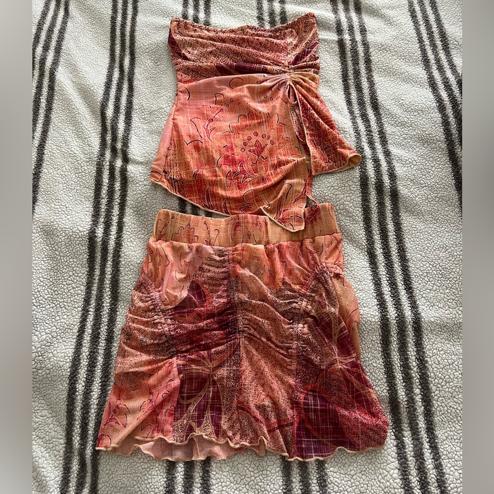 tigermist orange skirt set
